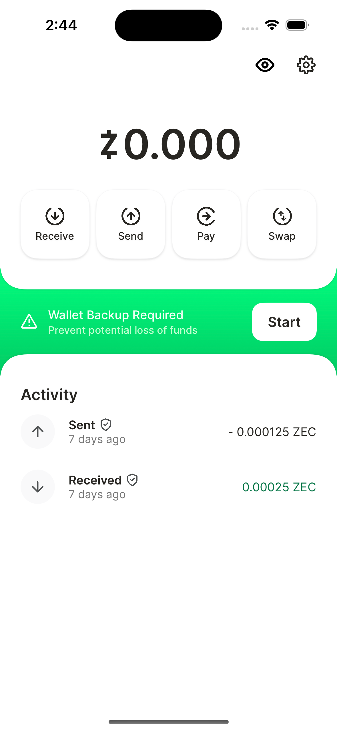Zallet iOS app preview